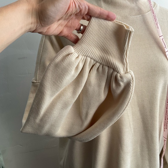 Choosy Cream Turtleneck Oversized Balloon Sleeve Boyfriend Sweater - Picture 6 of 10